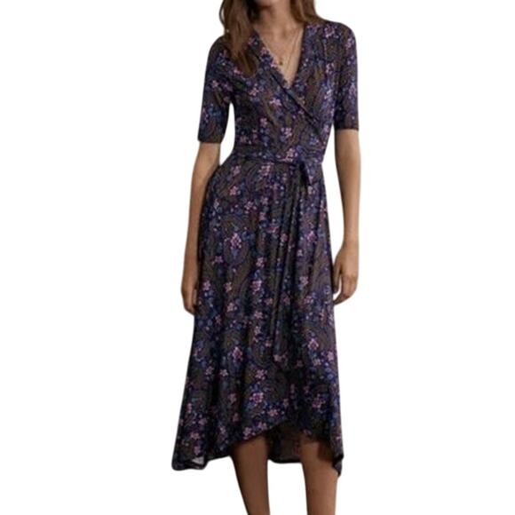 Boden Dresses & Skirts - Boden Lavinia Midi Jersey Wrap Dress in French Navy Floral Size 6 Petite